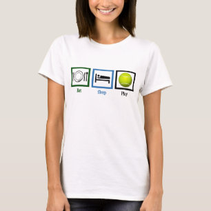 Essen Sie Schlaf-Spiel-Tennis T-Shirt