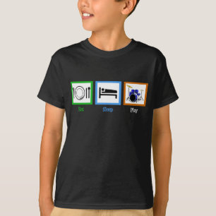 Essen Sie Schlaf-Spiel-Trommel-T - Shirt