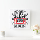 Essen Sie Schlaf-Spiel wiederholen Quadratische Wanduhr (Zuhause)