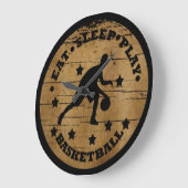 Essen Sie Schlaf spielen Basketball-Retrospieler Große Wanduhr (Winkel)