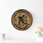 Essen Sie Schlaf spielen Basketball-Retrospieler Große Wanduhr (Zuhause)