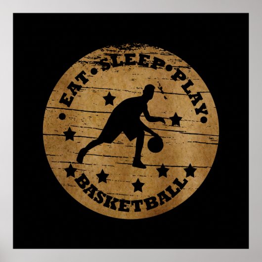 Essen Sie Schlaf spielen Basketball-Retrospieler Poster (Vorne)