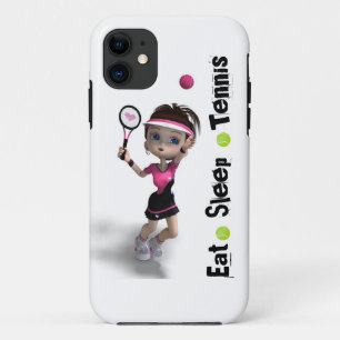 Essen Sie Schlaf-Tennis-Mädchen Case-Mate iPhone Hülle