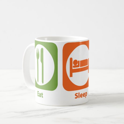 Essen Sie Schlaf-Übersicht Kaffeetasse (Vorderseite Links)