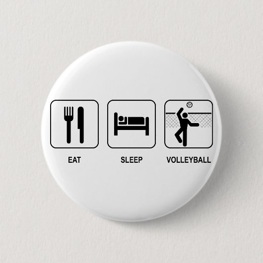 Essen Sie Schlaf-Volleyball-Knopf Button (Vorderseite)
