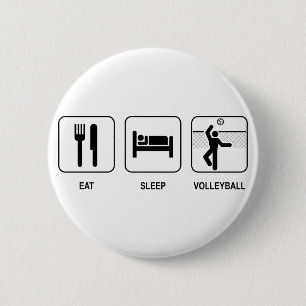 Essen Sie Schlaf-Volleyball-Knopf Button