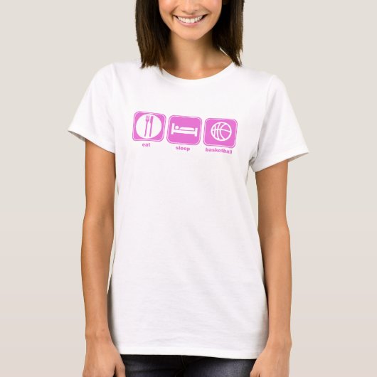 essen Sie Schlafbasketballrosa T-Shirt (Vorderseite)