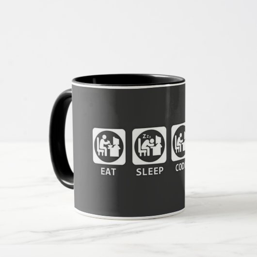 essen Sie Schlafcode-Tasse Tasse (Vorderseite Links)