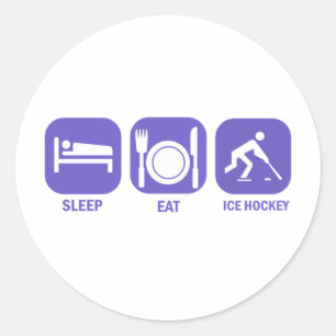 essen Sie Schlafeis-Hockey Runder Aufkleber