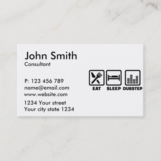 Essen Sie schlafen dubstep Visitenkarte (Vorderseite)