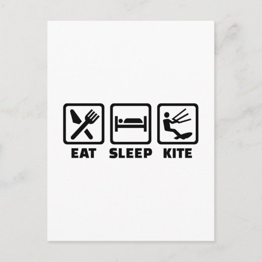 Essen Sie schlafen Kite Postkarte (Vorderseite)