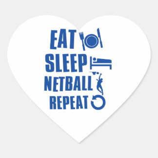 Essen Sie schlafen Netball Herz-Aufkleber