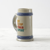 Essen Sie schlafen Power wiederholen lustig Bierglas (Vorderseite Links)