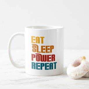Essen Sie schlafen Power wiederholen lustig Kaffeetasse