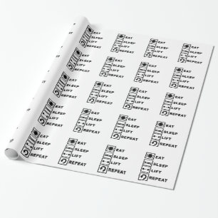 Essen Sie, schlafen Sie, heben Sie an, wiederholen Geschenkpapier