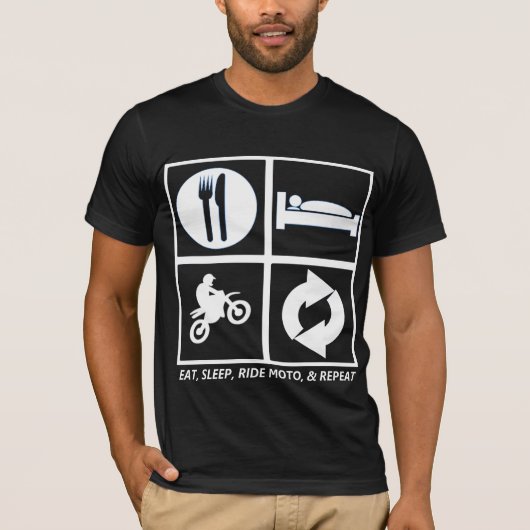ESSEN SIE, SCHLAFEN SIE, REITEN SIE MOTO UND T-Shirt (Vorderseite)