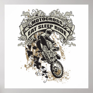 Essen Sie, schlafen Sie, reiten Sie Motocross Poster