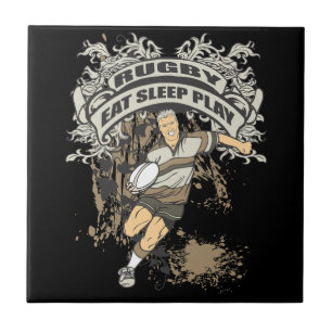 Essen Sie, schlafen Sie Spiel-Rugby Fliese