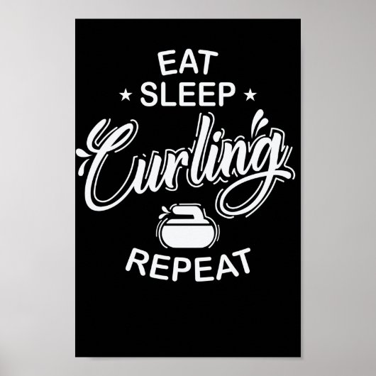 Essen Sie schlafende Curling Wiederholung Wintersp Poster (Vorne)