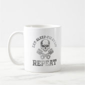Essen Sie schlafende Fix Stuff Wiederholung lustig Kaffeetasse (Links)