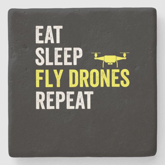 Essen Sie schlafende Fly Drones Wiederholen Drone Steinuntersetzer (Vorderseite)