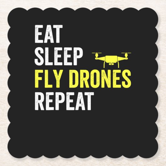 Essen Sie schlafende Fly Drones Wiederholen Drone Untersetzer (Vorderseite)