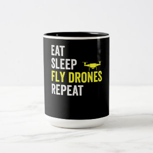 Essen Sie schlafende Fly Drones Wiederholen Drone Zweifarbige Tasse