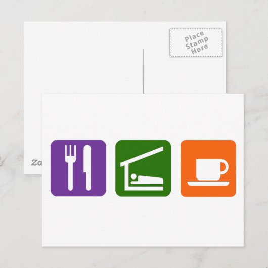 Essen Sie schlafenden Kaffee Postkarte (Vorne/Hinten)