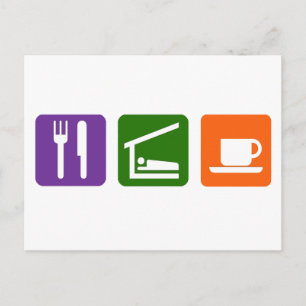 Essen Sie schlafenden Kaffee Postkarte