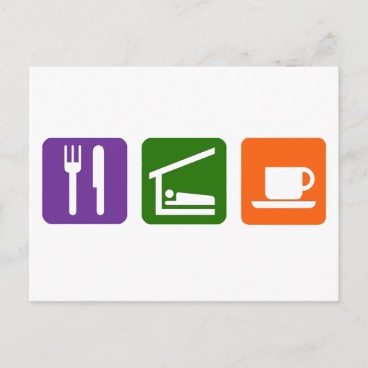 Essen Sie schlafenden Kaffee Postkarte (Vorderseite)