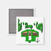 Essen Sie schlafendes Camp Magnet (Vorderseite/Rückseite)