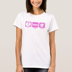 essen Sie Schlaffarbenrosa T-Shirt