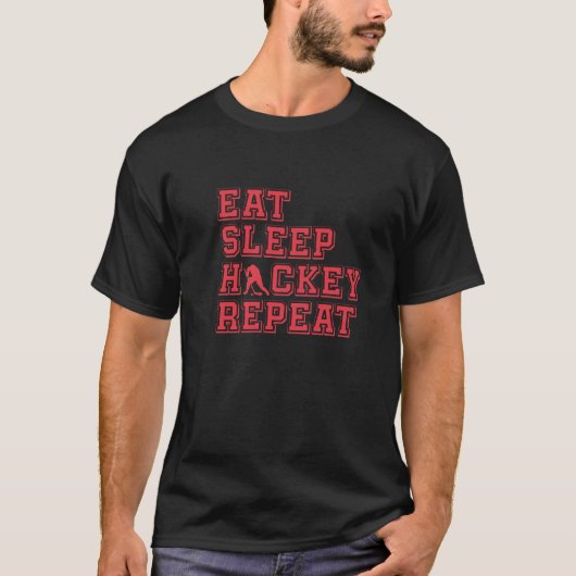Essen Sie schlafhockey wiederholen T-Shirt (Vorderseite)