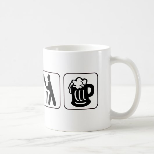 Essen Sie, Schlafkricket, Bier. Lustiger Entwurf Kaffeetasse (Rechts)