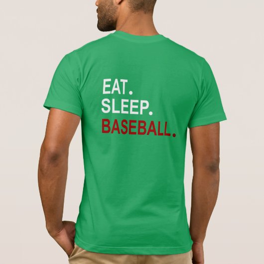 Essen Sie Schlafsack Baseball Back Design T-Shirt (Rückseite)
