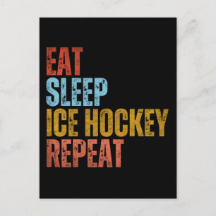 ESSEN SIE SCHLAFSCHLAF EISHOCKEY WIEDERHOLEN POSTKARTE