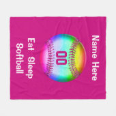 Essen Sie Schlafsoftball-Fleece-Decke Ihr Text, Fleecedecke (Vorderseite (Horizontal))