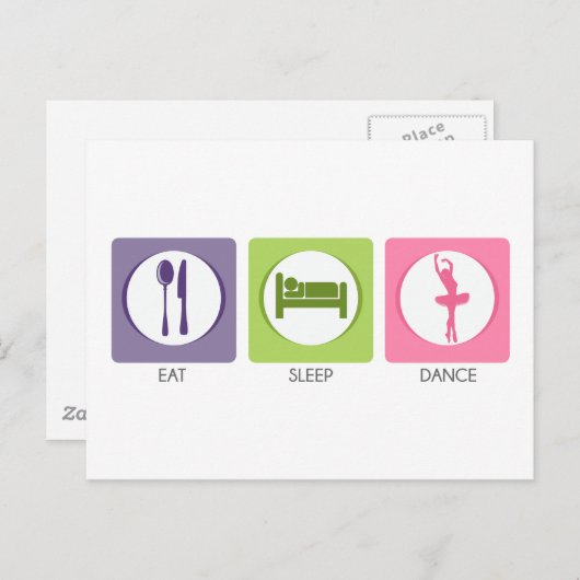 Essen Sie Schlaftanz! Postkarte (Vorne/Hinten)