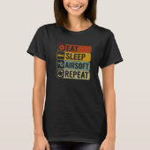 Essen Sie Sleep Airsoft Wiederholung Retro 60er 70 T-Shirt (Vorderseite)