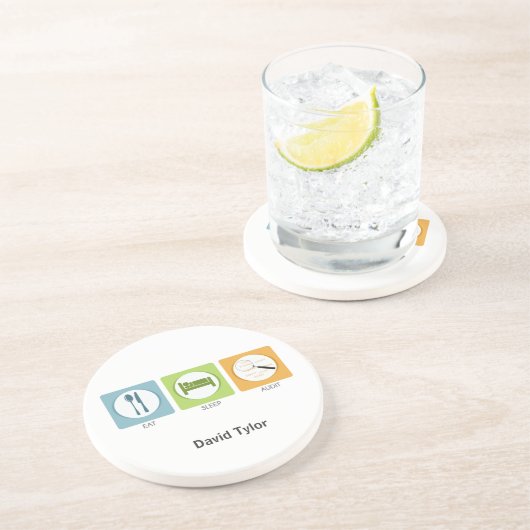 Essen Sie Sleep Audit! Sandstein Untersetzer (Seite)