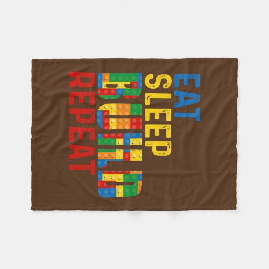 Essen Sie Sleep Build Repeat Gebäude Bricks Master Fleecedecke (Vorderseite (Horizontal))