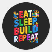 Essen Sie Sleep Build Wiederholung Master Builder Runder Aufkleber (Vorderseite)