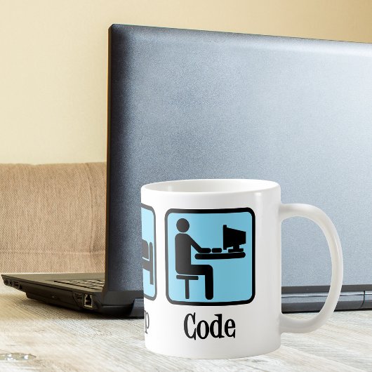 Essen Sie Sleep Code Computerprogrammiererin Geek Kaffeetasse