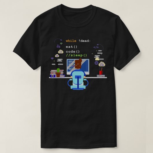 Essen Sie Sleep Code Computerwissensprogrammierung T-Shirt (Design vorne)