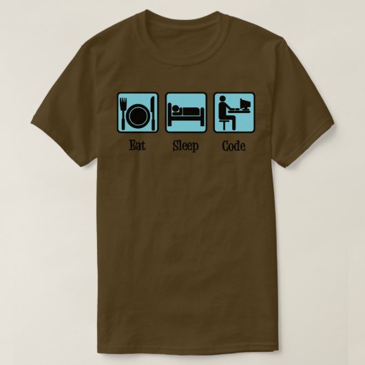 Essen Sie Sleep-Code-Spaß T-Shirt (Design vorne)