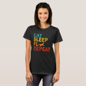 Essen Sie Sleep Fly Repeat Aviator Flugzeug Pilot T-Shirt (Vorne ganz)