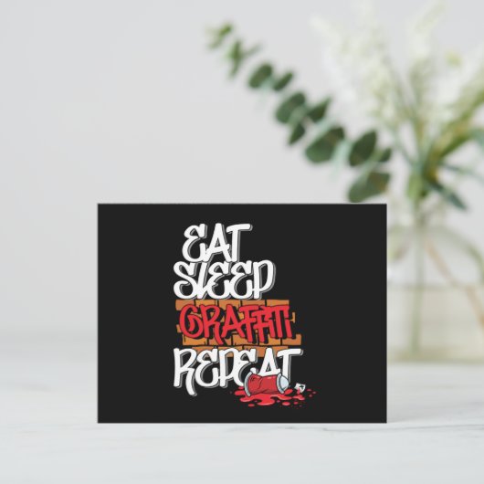 Essen Sie Sleep Graffiti Repeat Spray-Bilder Postkarte (Stehend Vorderseite)