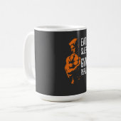 Essen Sie Sleep Gym Repeat Workout T - Shirt Kaffeetasse (Vorderseite Links)