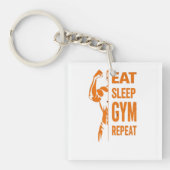 Essen Sie Sleep Gym Repeat Workout T - Shirt Schlüsselanhänger (Vorderseite)