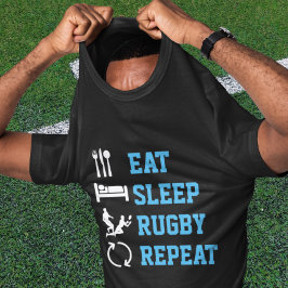 Essen Sie Sleep Rugby Wiederholen Sport Dunkle Ver T-Shirt